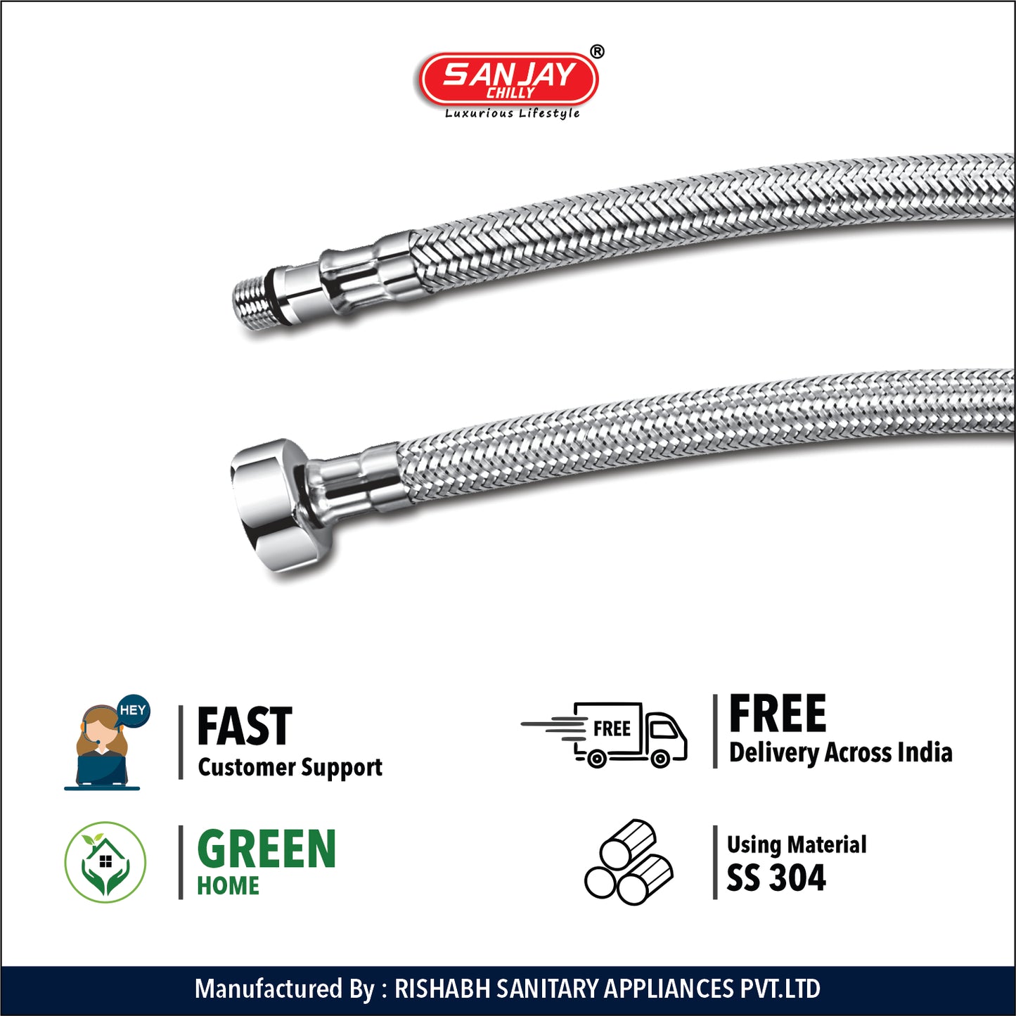 SS Connection Hose For Basin Mixer Pair