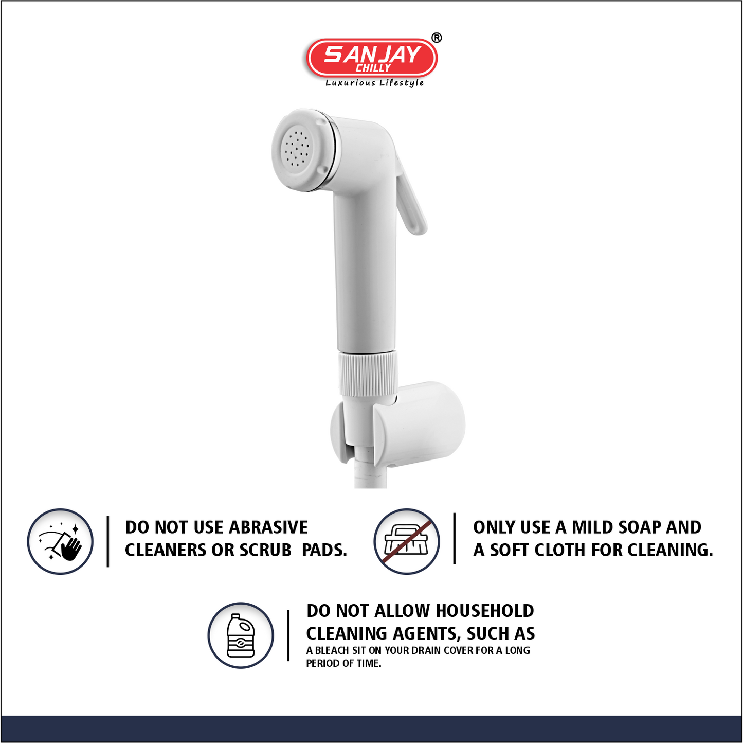 Health Faucet Cuff PVC Body White Colour With Brass Fitting White PVC Hose 1mtr