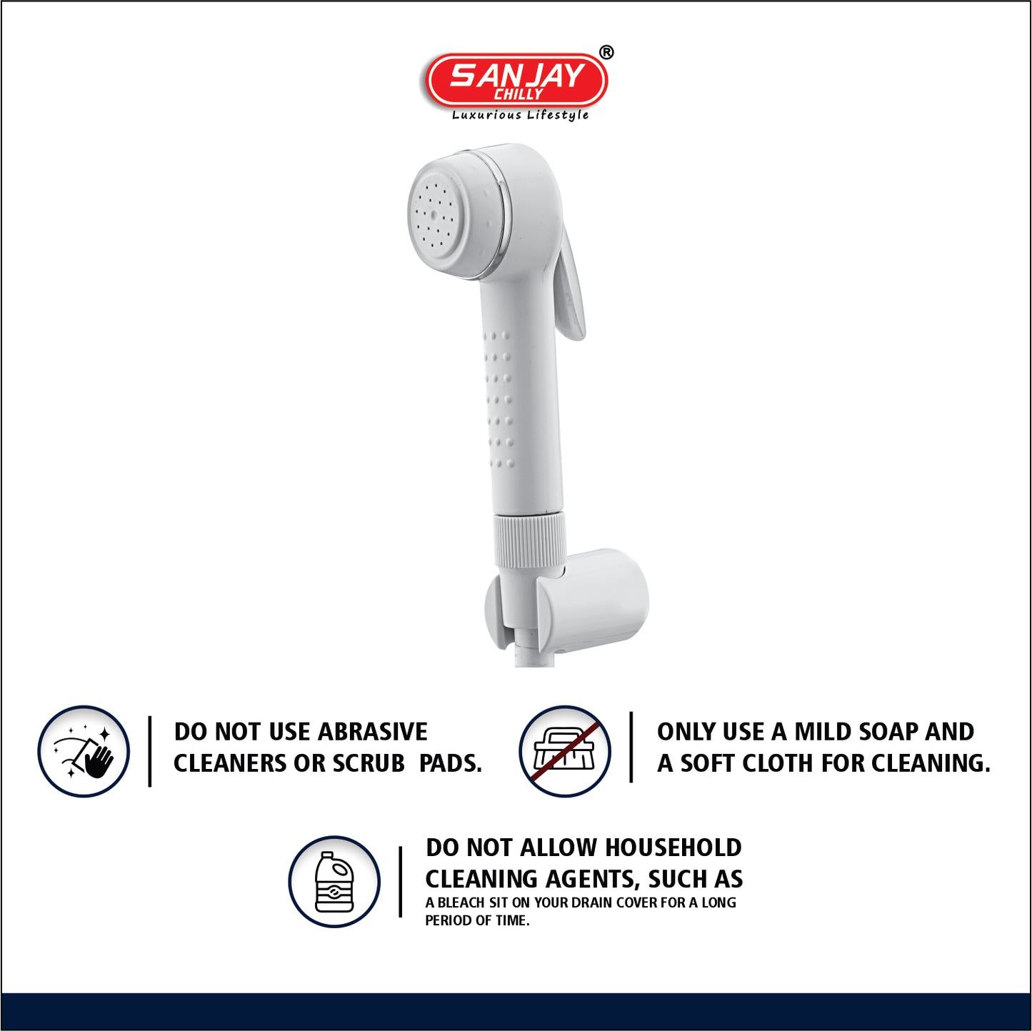 Health Faucet Jack PVC Body White Color With Brass Fittings White PVC  Hose 1mtr