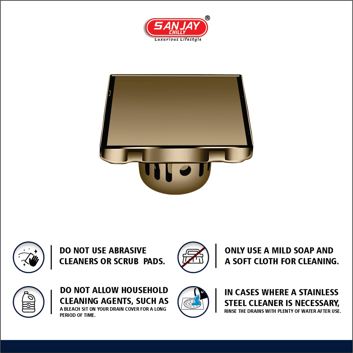 Square Marble Drainer Brushed Bronze