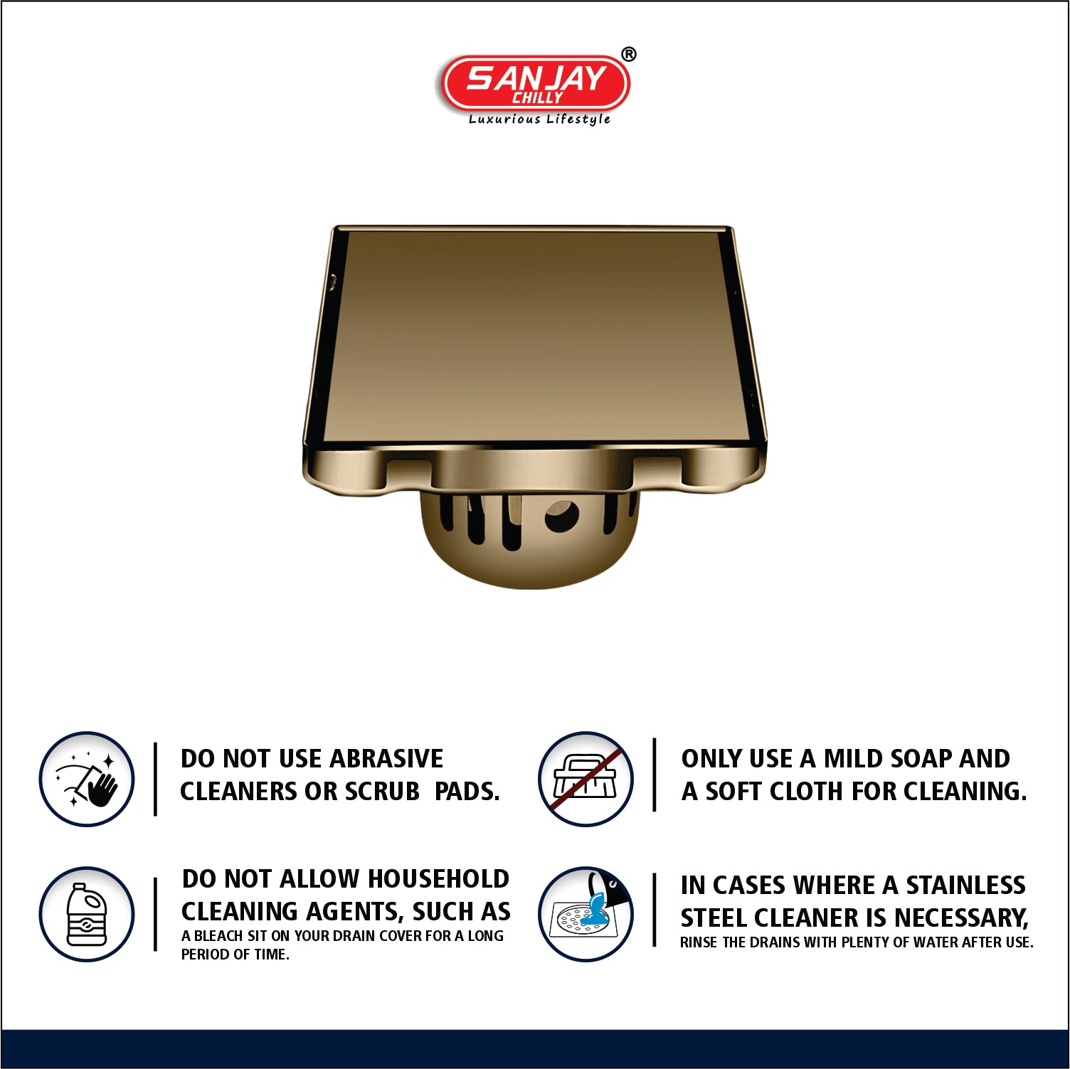 Square Marble Drainer Brushed Bronze