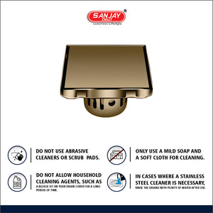 Square Marble Drainer Brushed Bronze