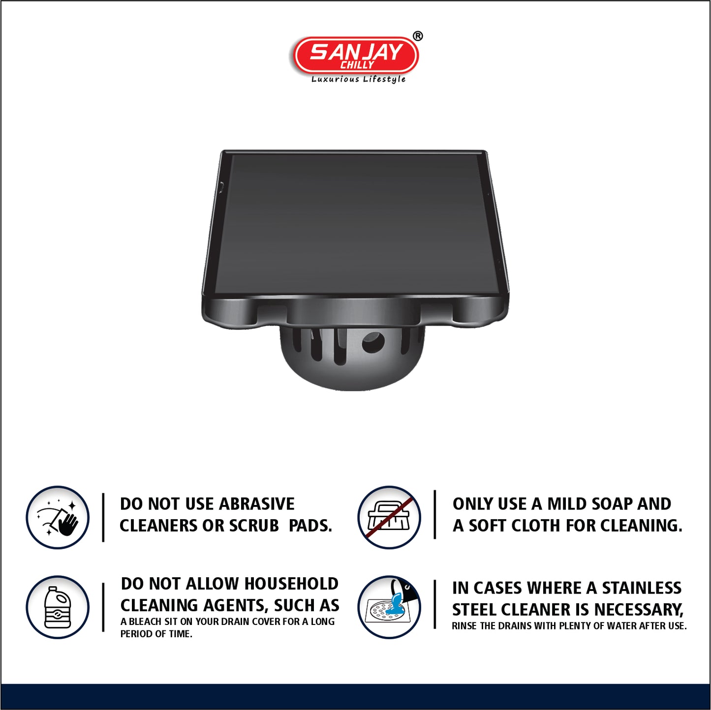 Square Marble Drainer Ultra Black