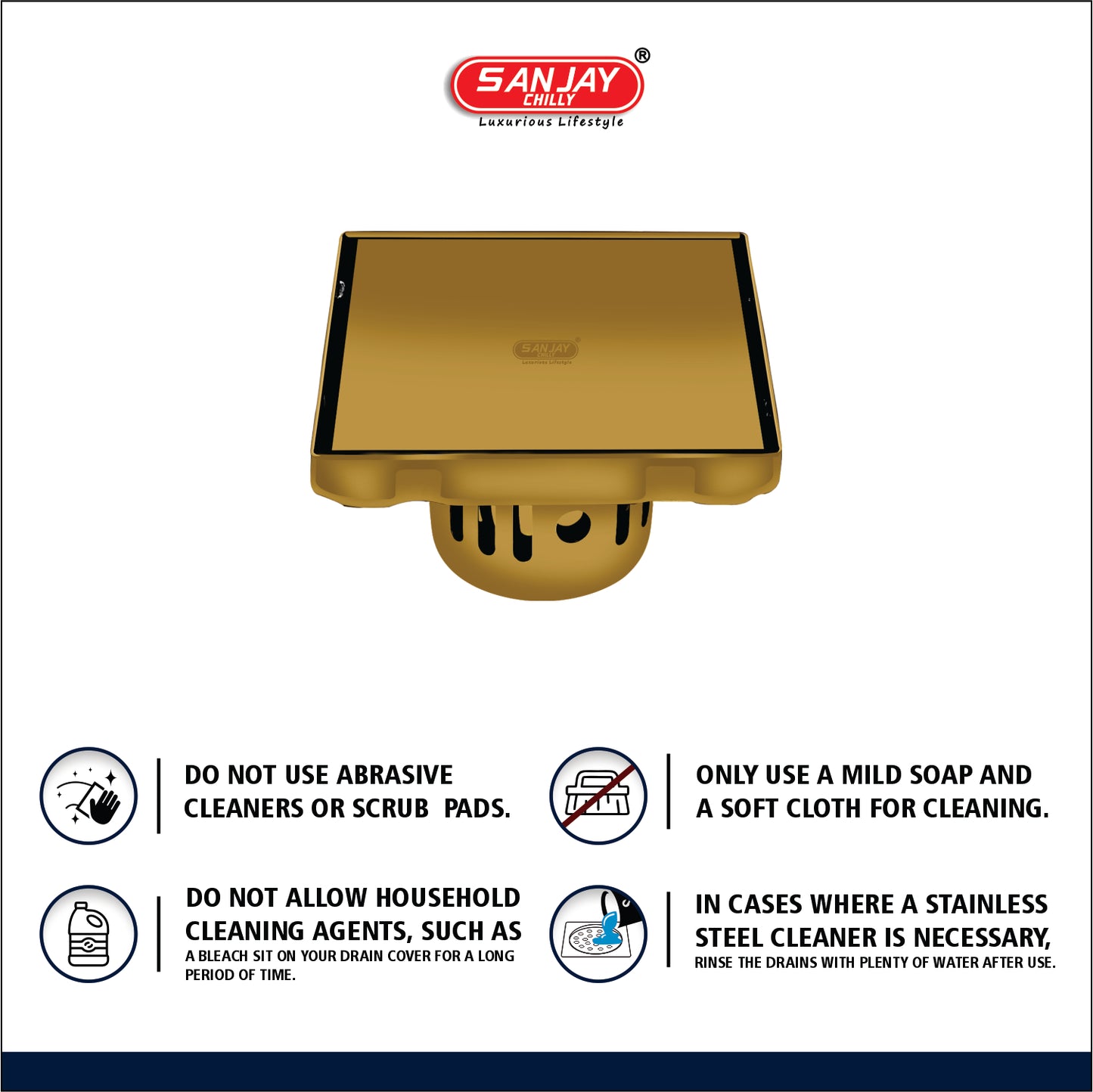 Square Marble Drainer Pure Gold