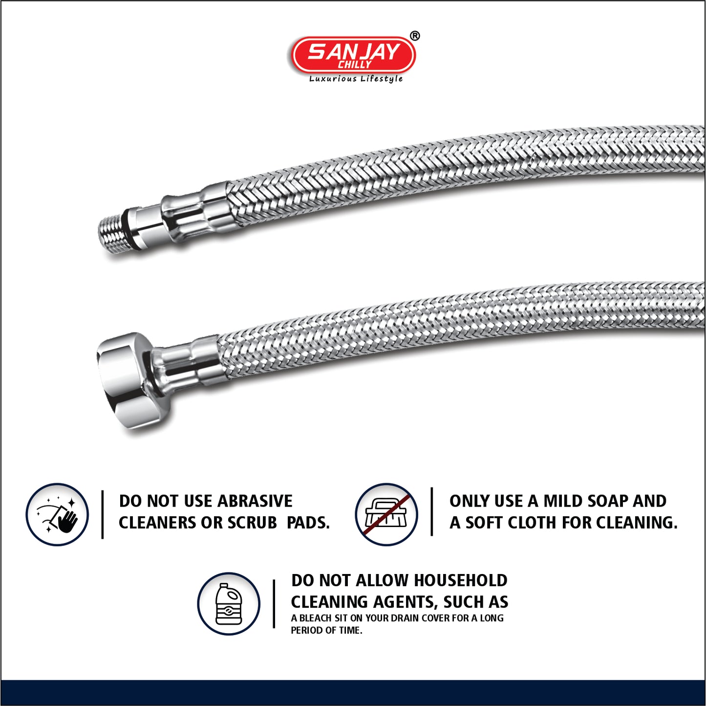 SS Connection Hose For Basin Mixer Pair