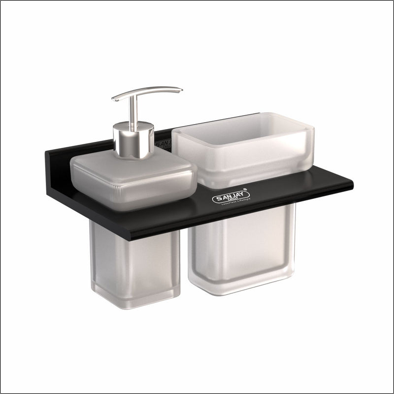 Soap Dispenser & Tumbler Holder Dual Ultra Black
