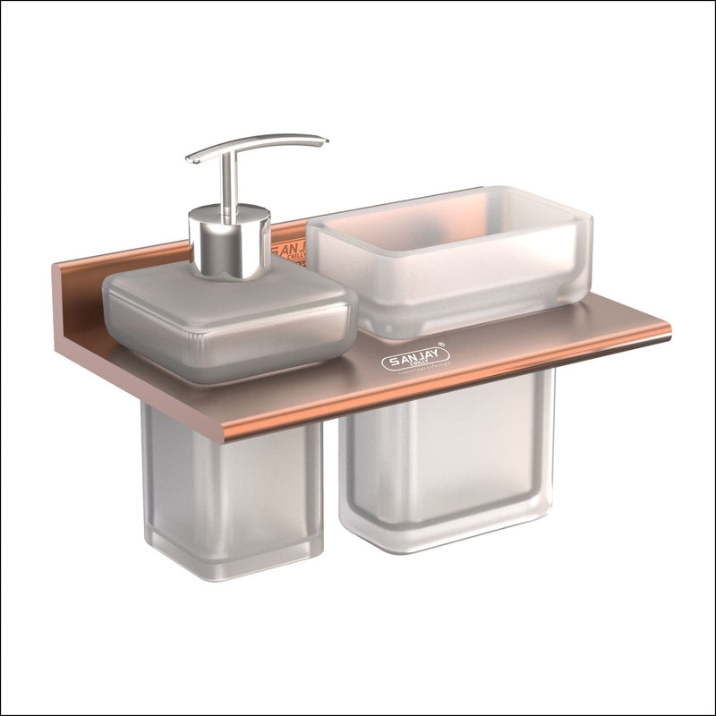 Soap Dispenser & Tumbler Holder Dual Rose Gold