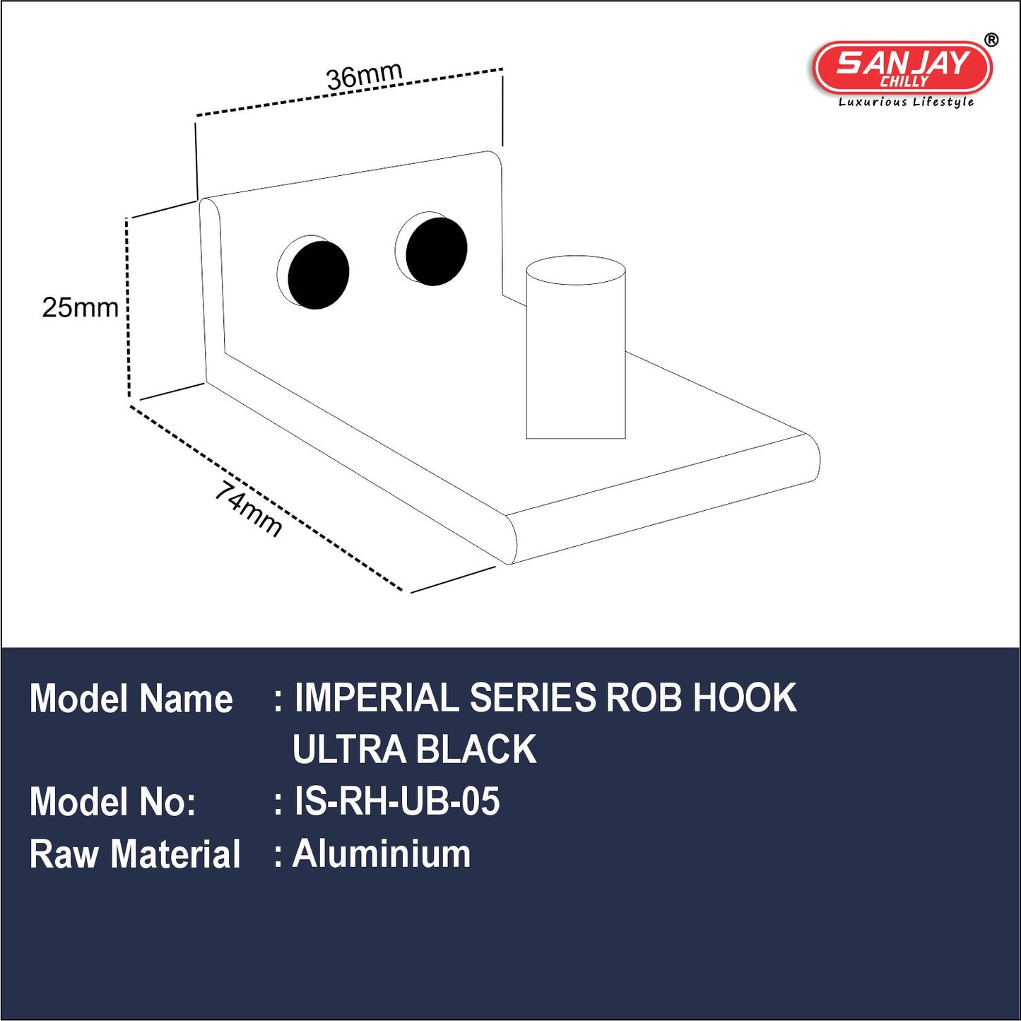 Robe Hook Ultra Black