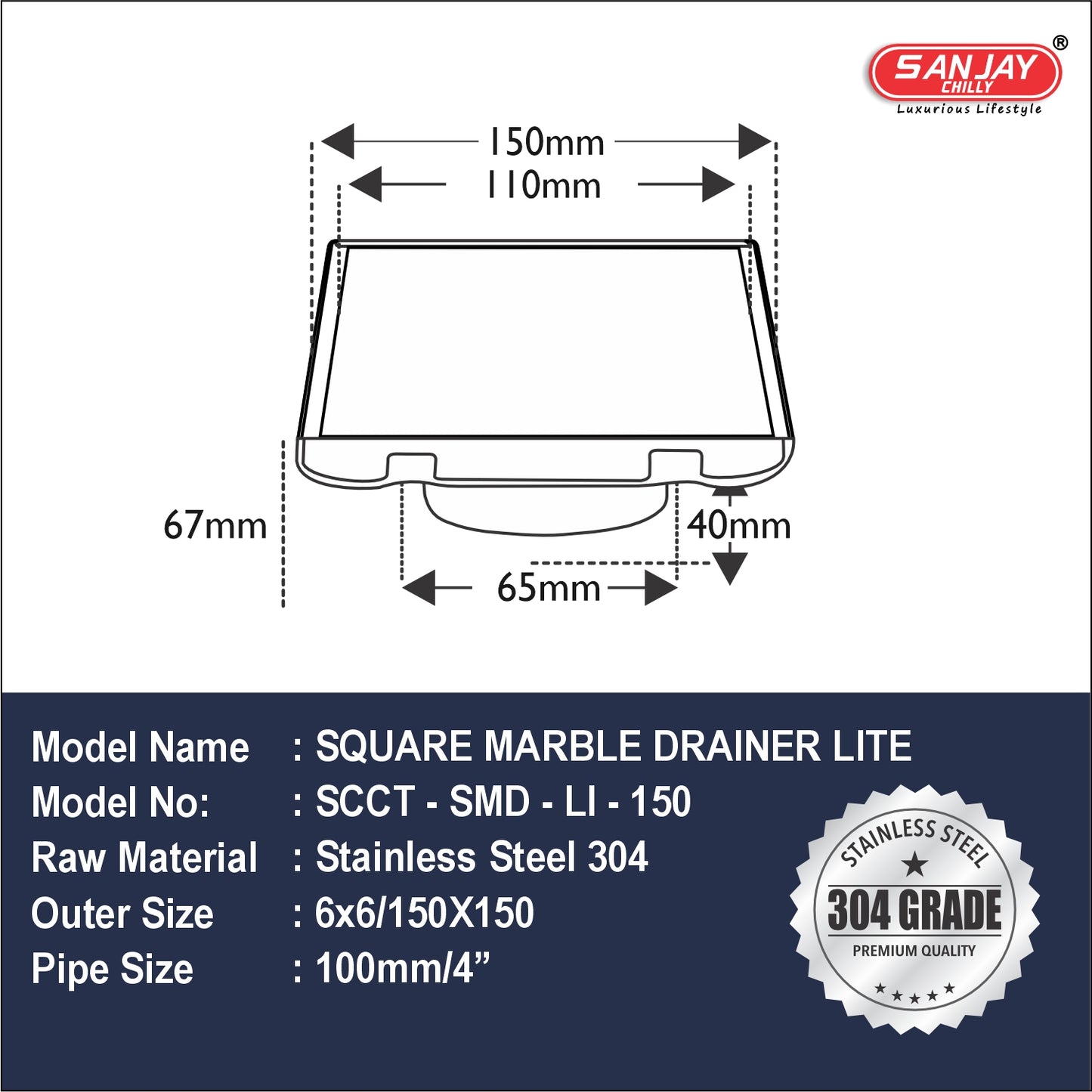 Square Marble Drainer Lite