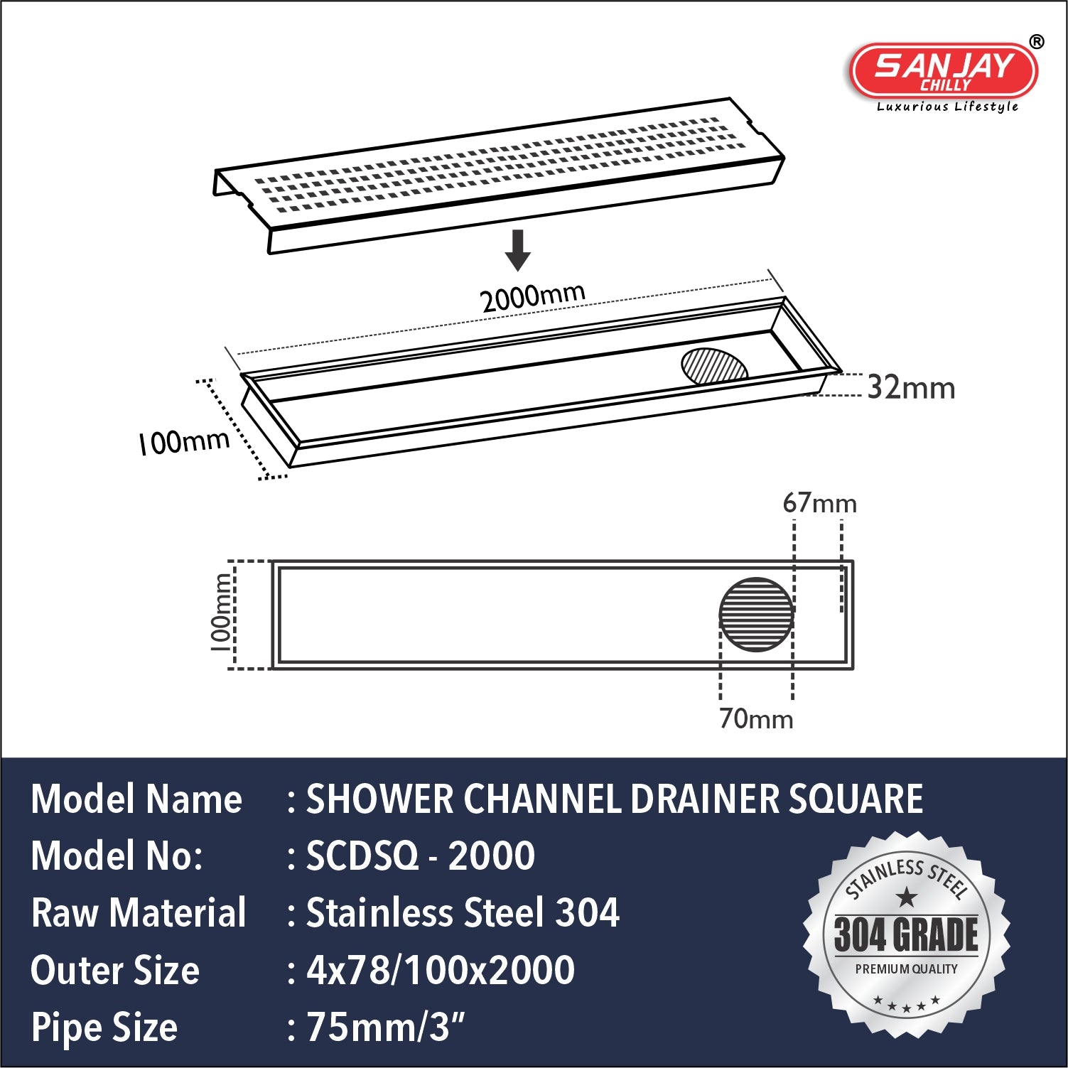 Shower Channel Square