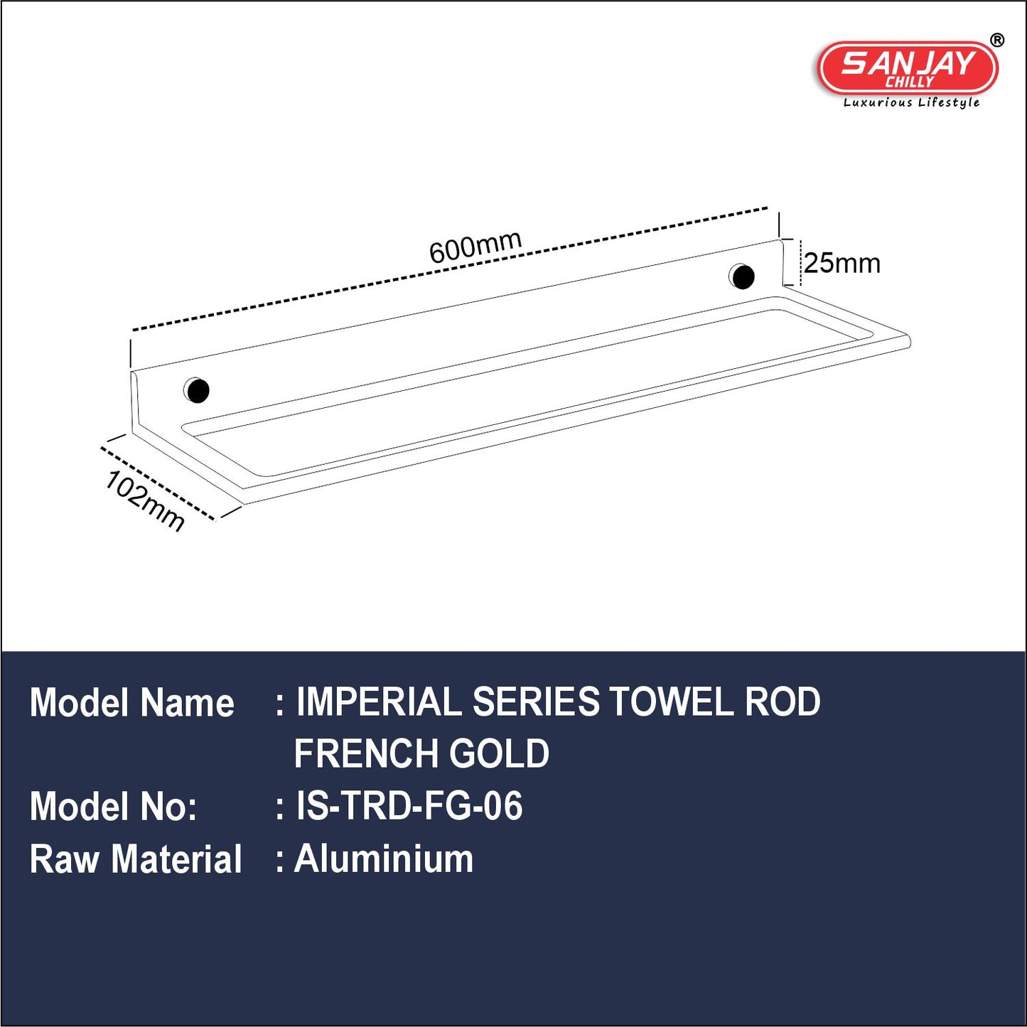 Towel Rod French Gold