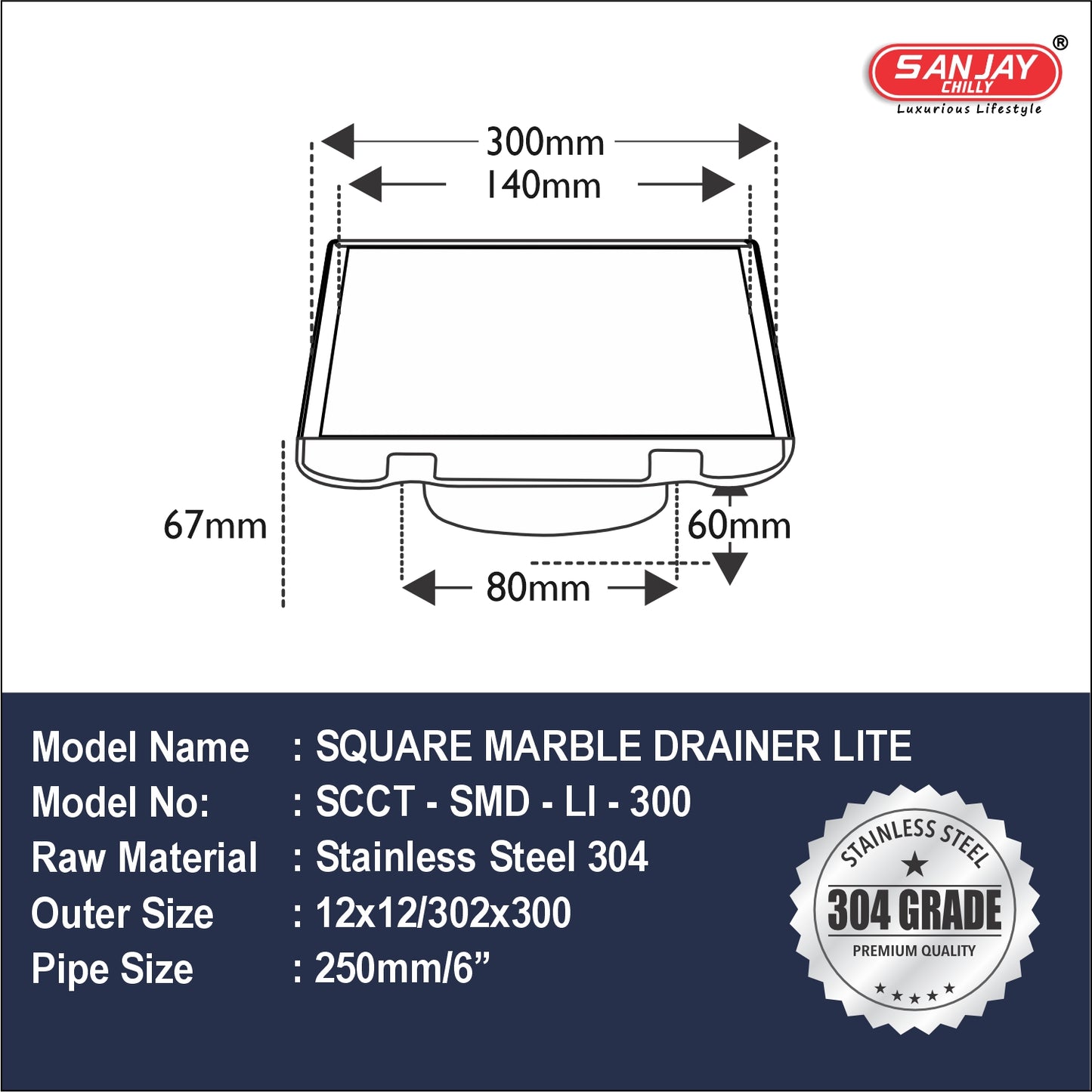 Square Marble Drainer Lite