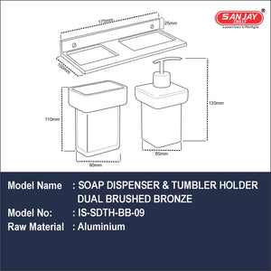Soap Dispenser & Tumbler Holder Dual Brushed Bronze