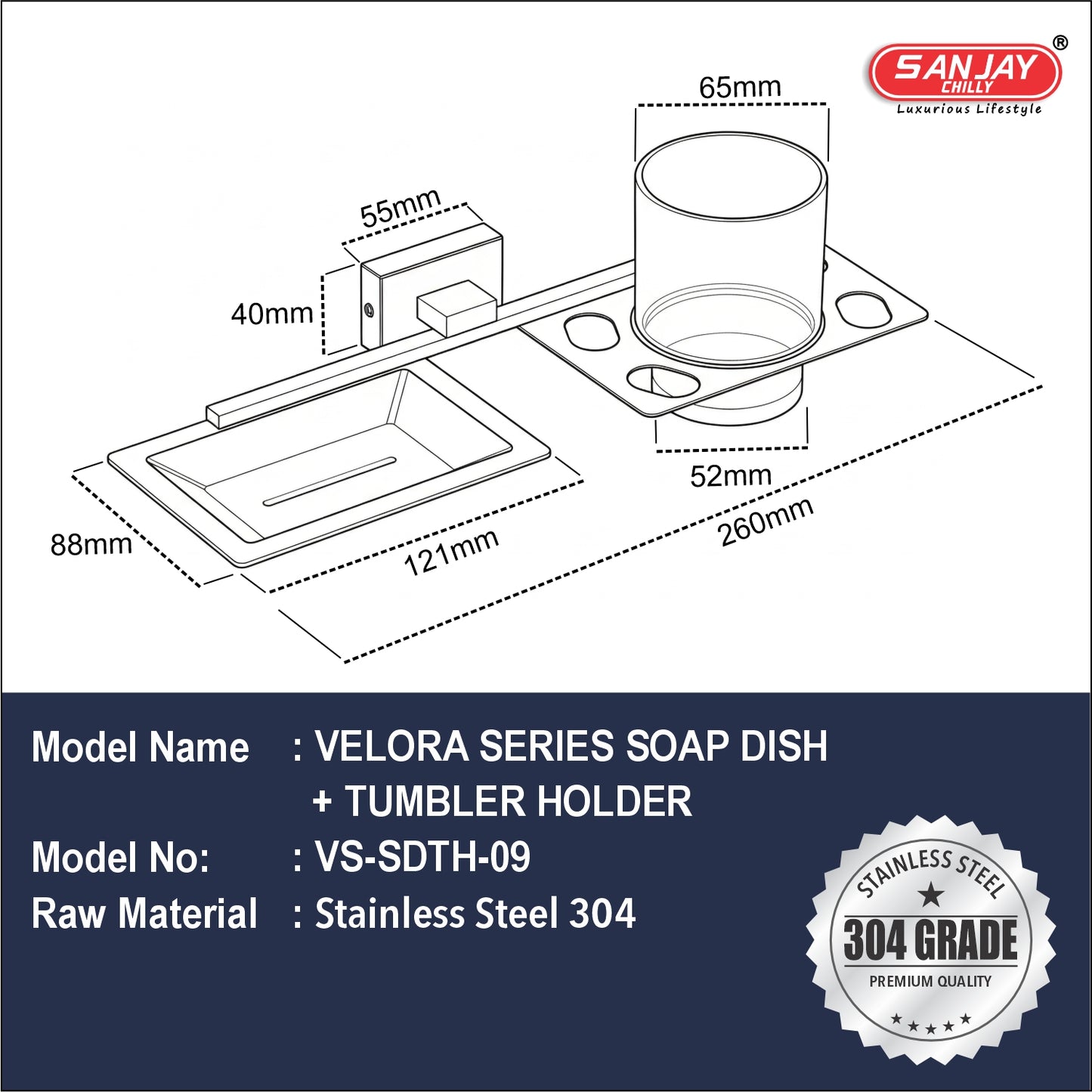 Soap Dispenser & Tumbler Holder Dual Velora