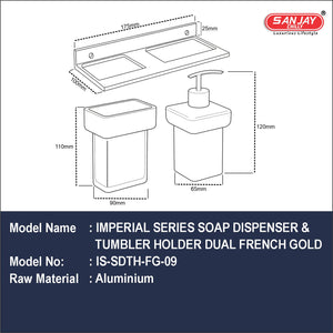 Soap Dispenser & Tumbler Holder Dual French Gold