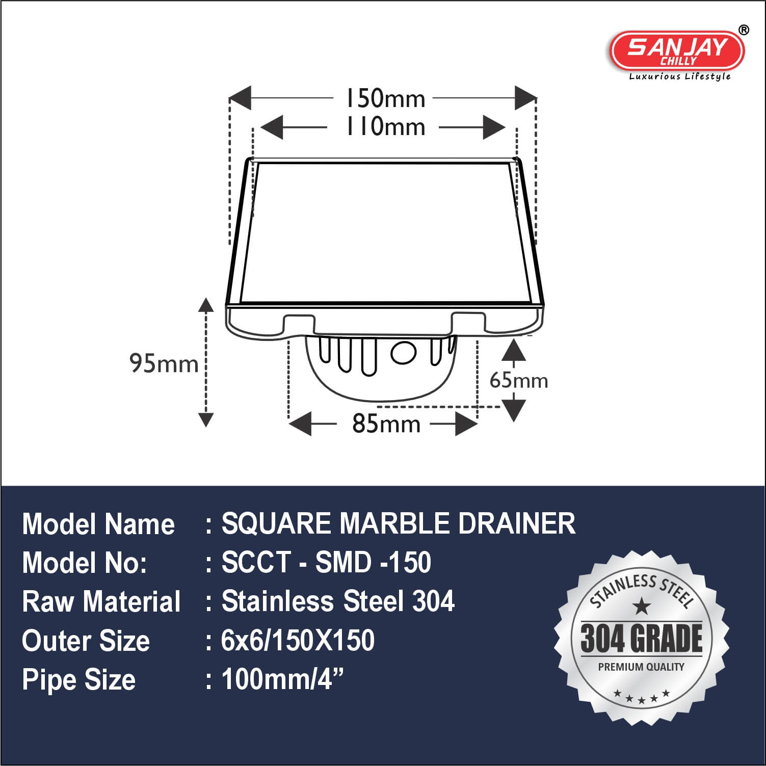 Square Marble Drainer
