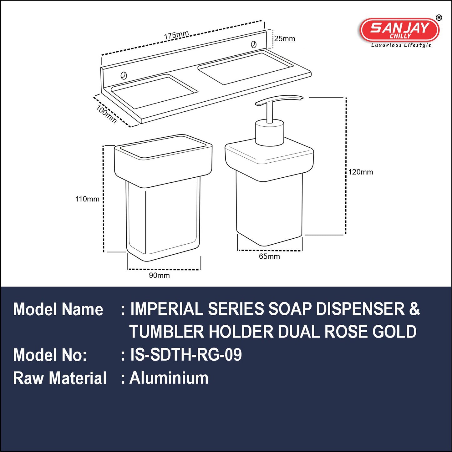 Soap Dispenser & Tumbler Holder Dual Rose Gold