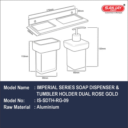 Soap Dispenser & Tumbler Holder Dual Rose Gold