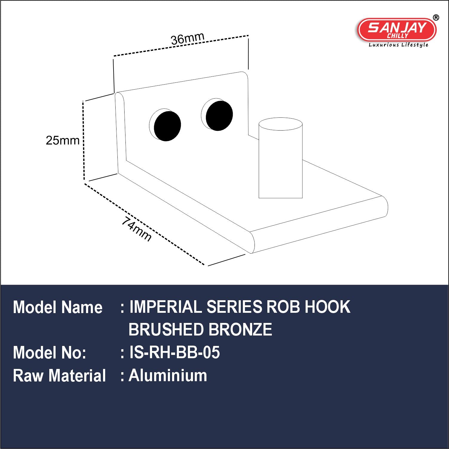 Robe Hook Brushed Bronze