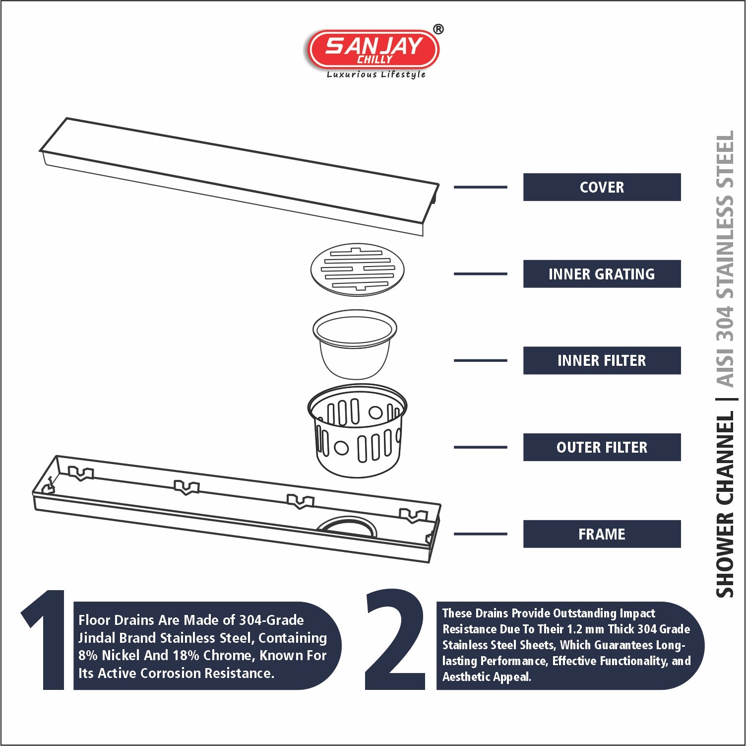 Marble Drainer French Gold