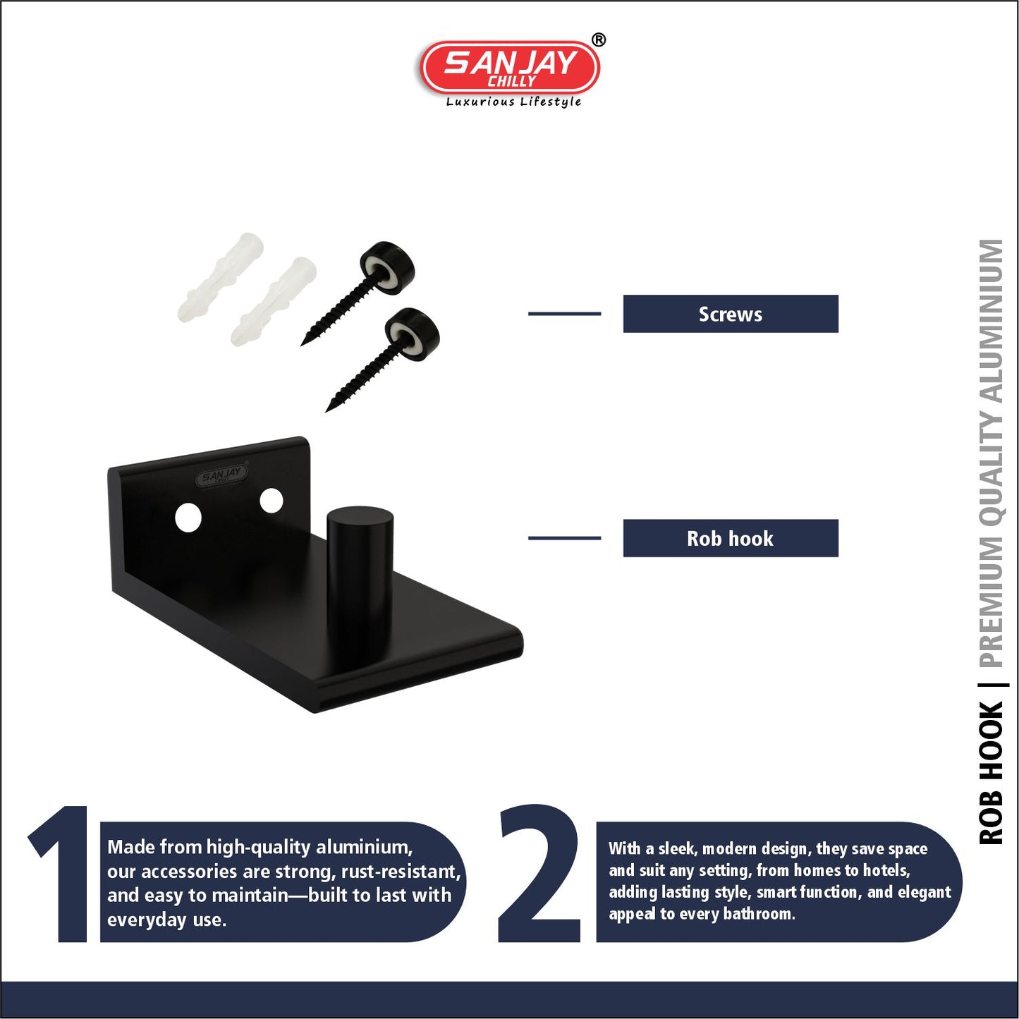 Robe Hook Ultra Black