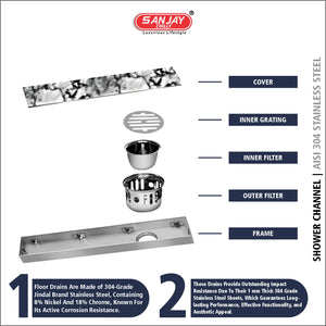 Shower Channel Marble Drainer