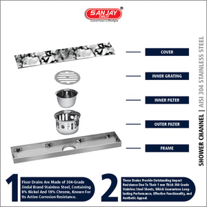 Shower Channel Marble Drainer