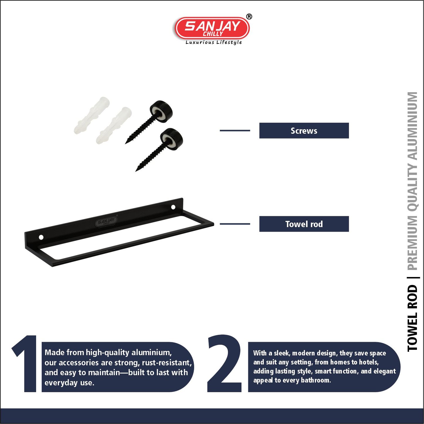 Towel Rod Ultra Black