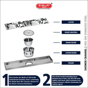 Shower Channel Marble Drainer Ultra