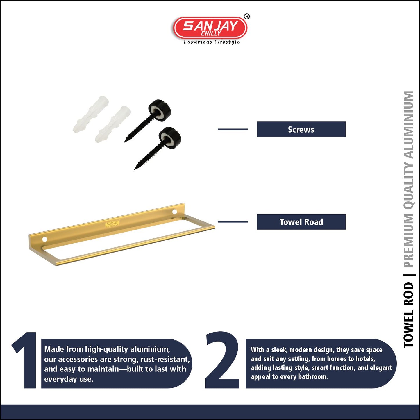 Towel Rod French Gold