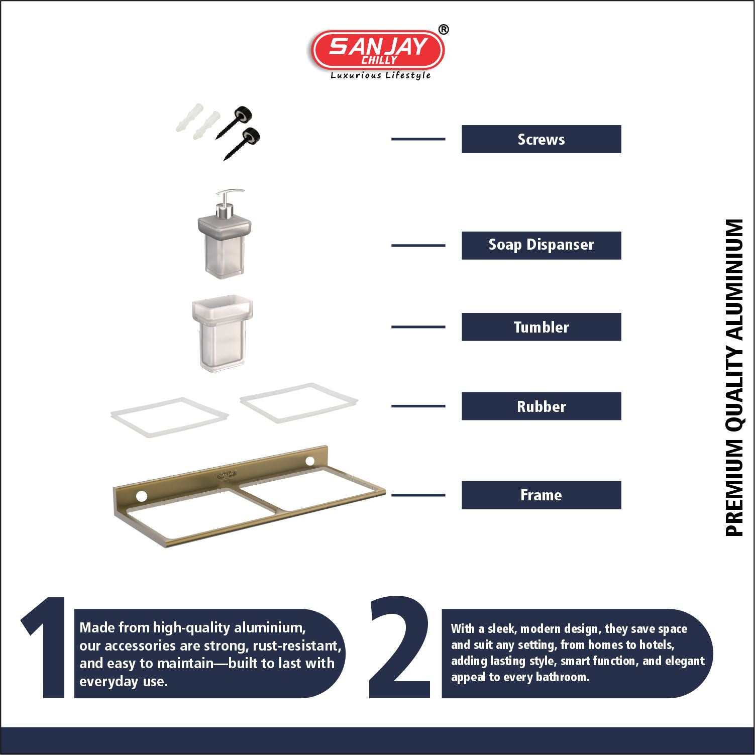 Soap Dispenser & Tumbler Holder Dual Brushed Bronze
