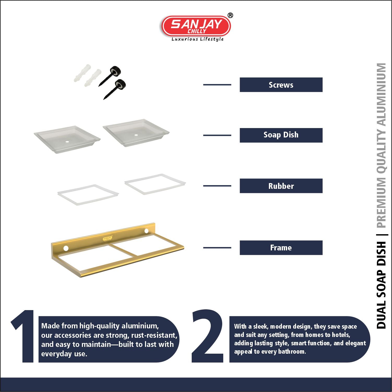 Dual Soap Dish French Gold