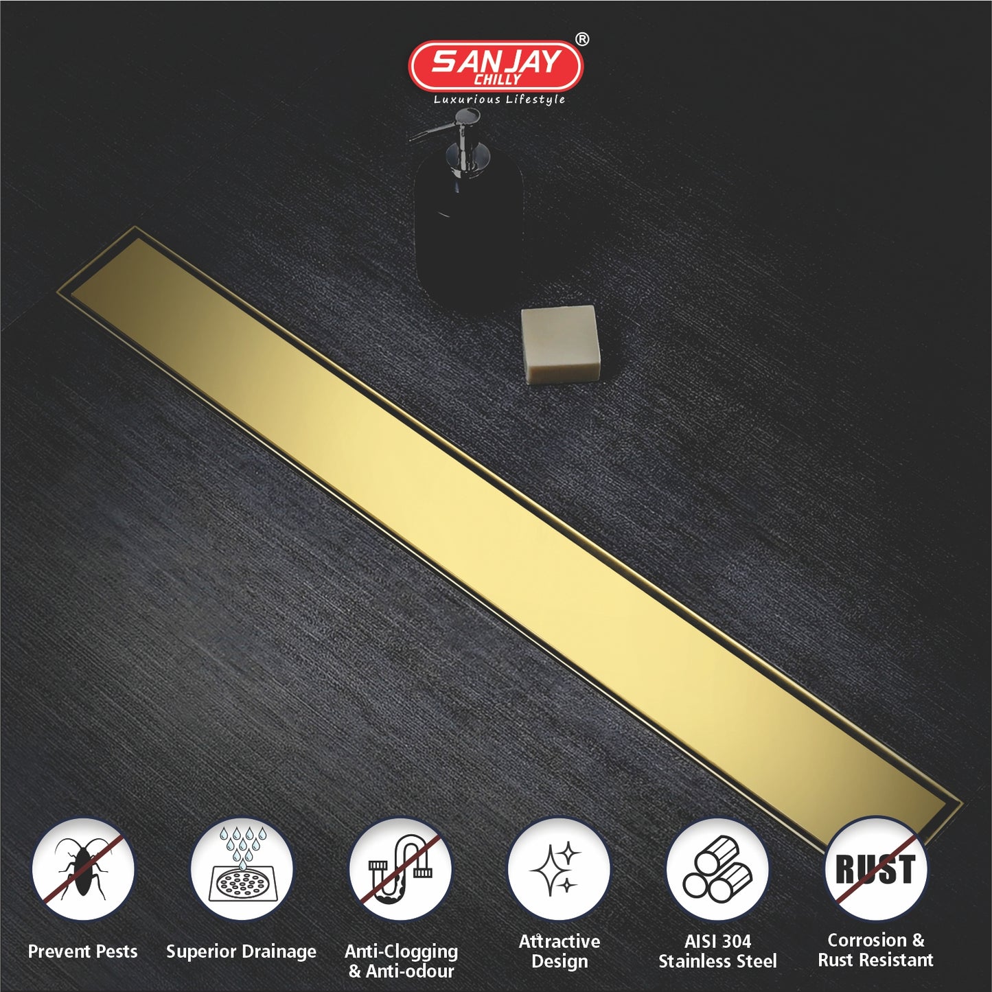 Marble Drainer French Gold