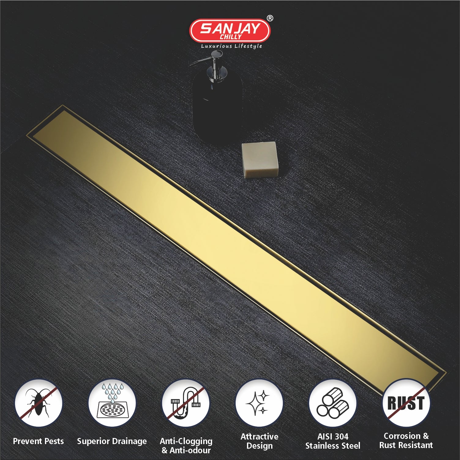 Marble Drainer French Gold