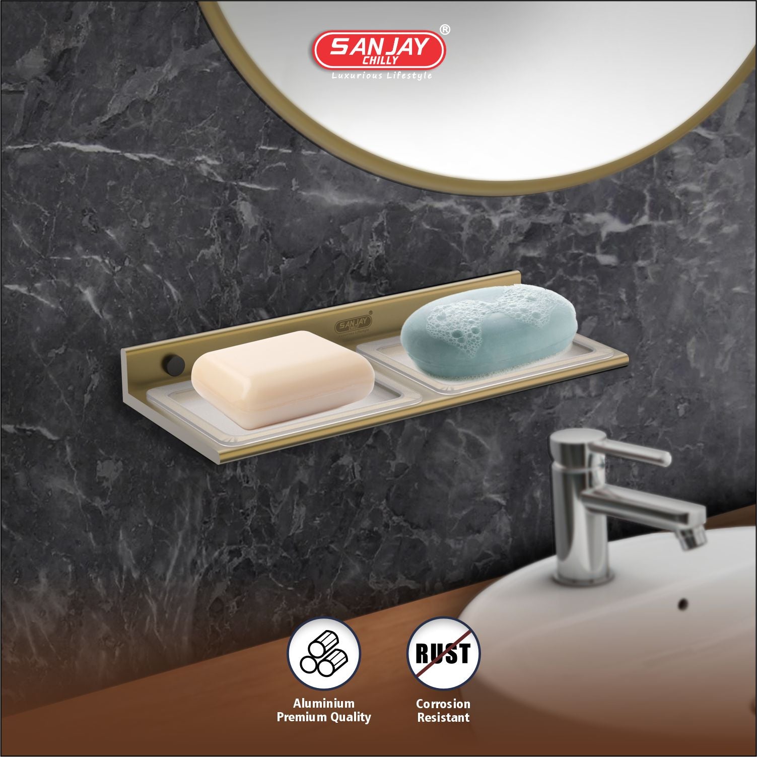 Dual Soap Dish Brushed Bronze