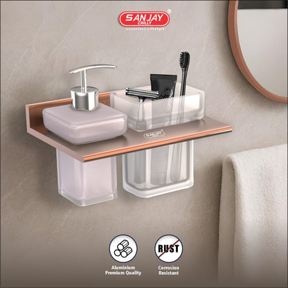Soap Dispenser & Tumbler Holder Dual Rose Gold
