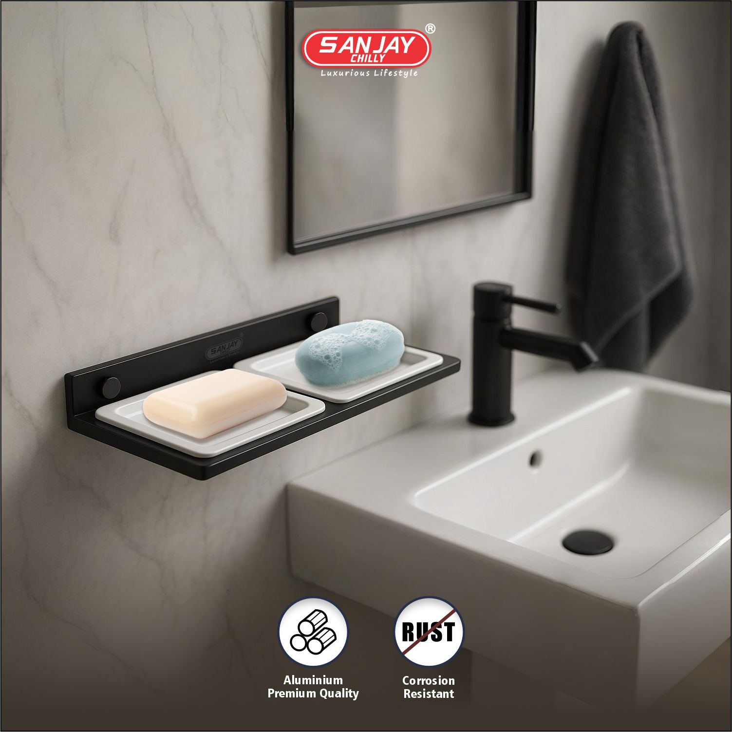 Dual Soap Dish Ultra Black