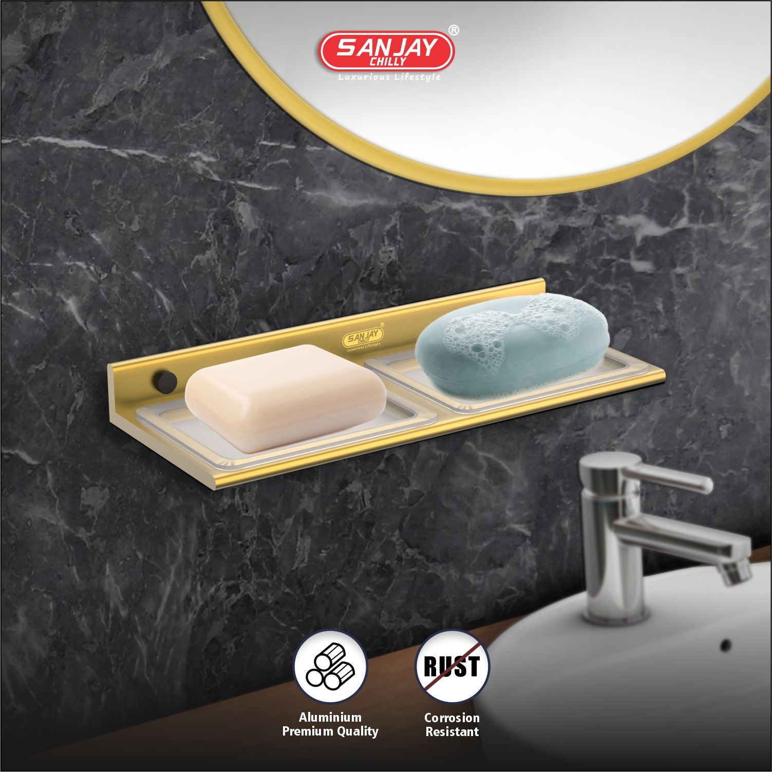 Dual Soap Dish French Gold