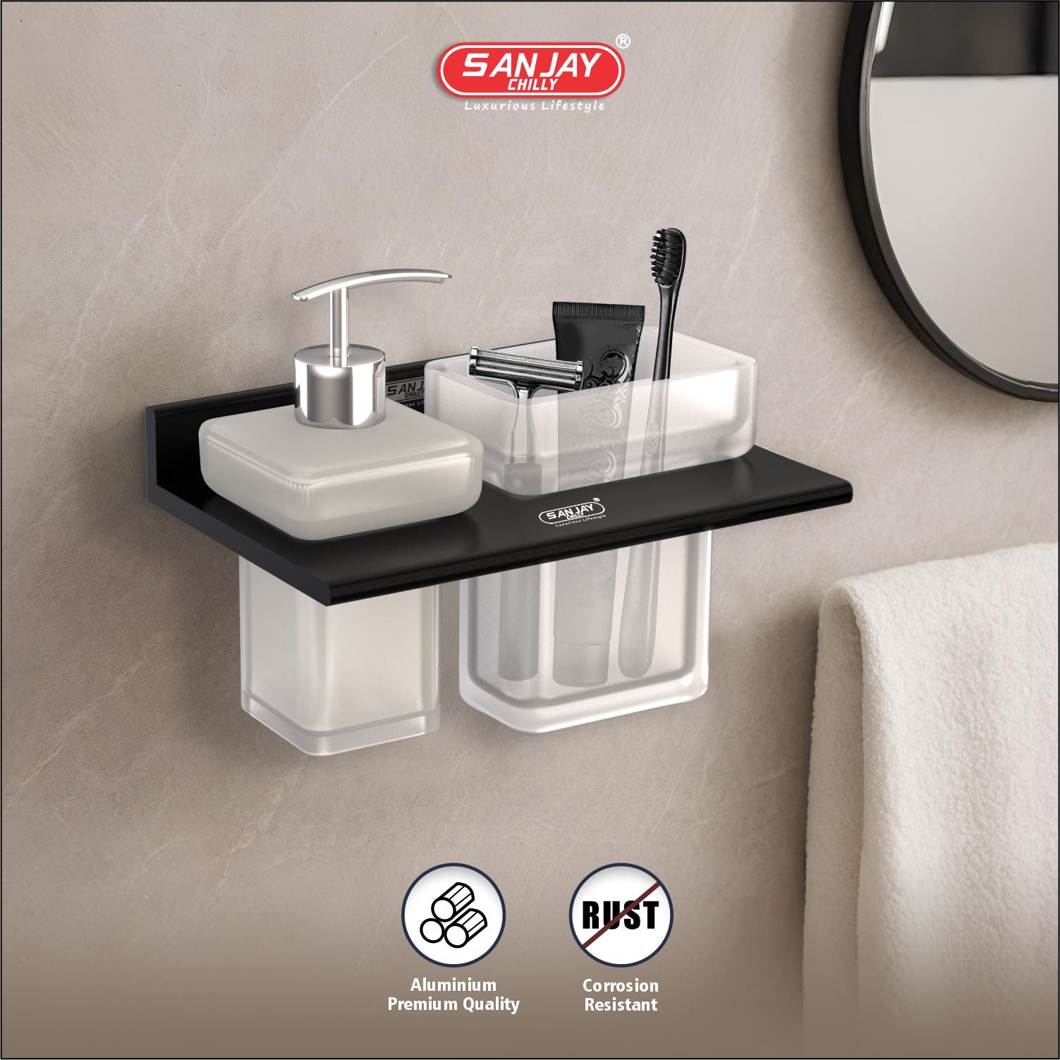 Soap Dispenser & Tumbler Holder Dual Ultra Black