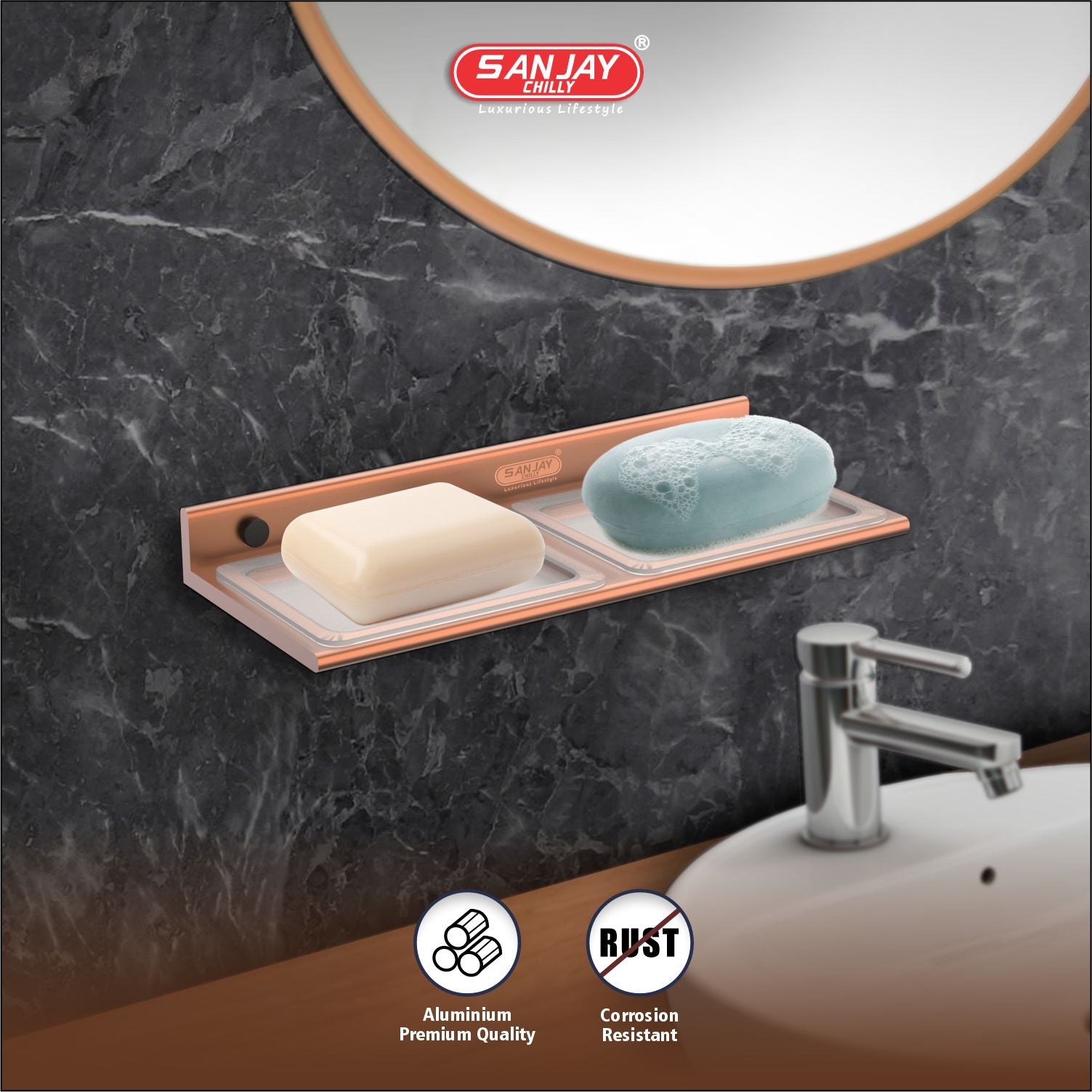 Dual Soap Dish Rose Gold