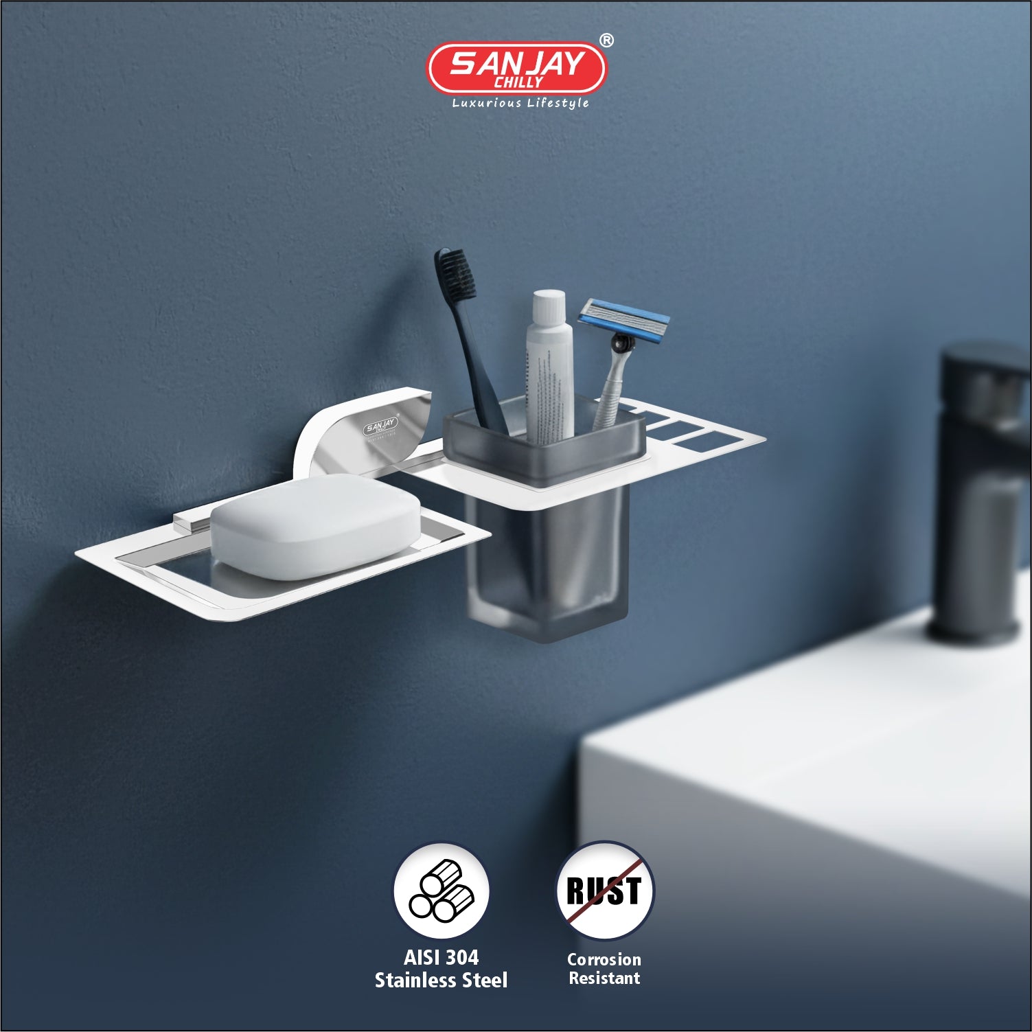 Soap Dispenser & Tumbler Holder Dual  Aristo