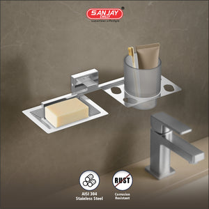 Soap Dispenser & Tumbler Holder Dual Velora