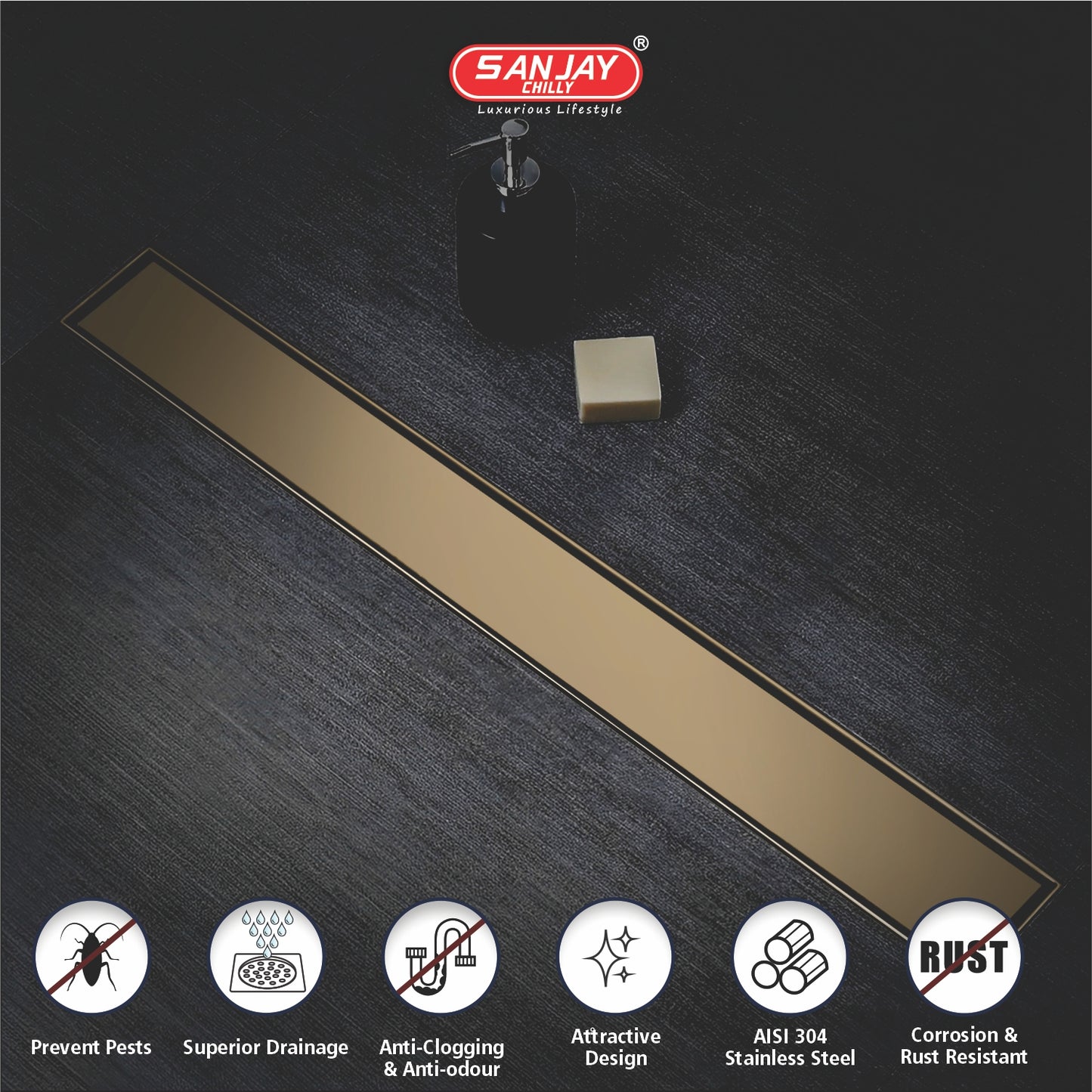 Marble Drainer Brushed Bronze