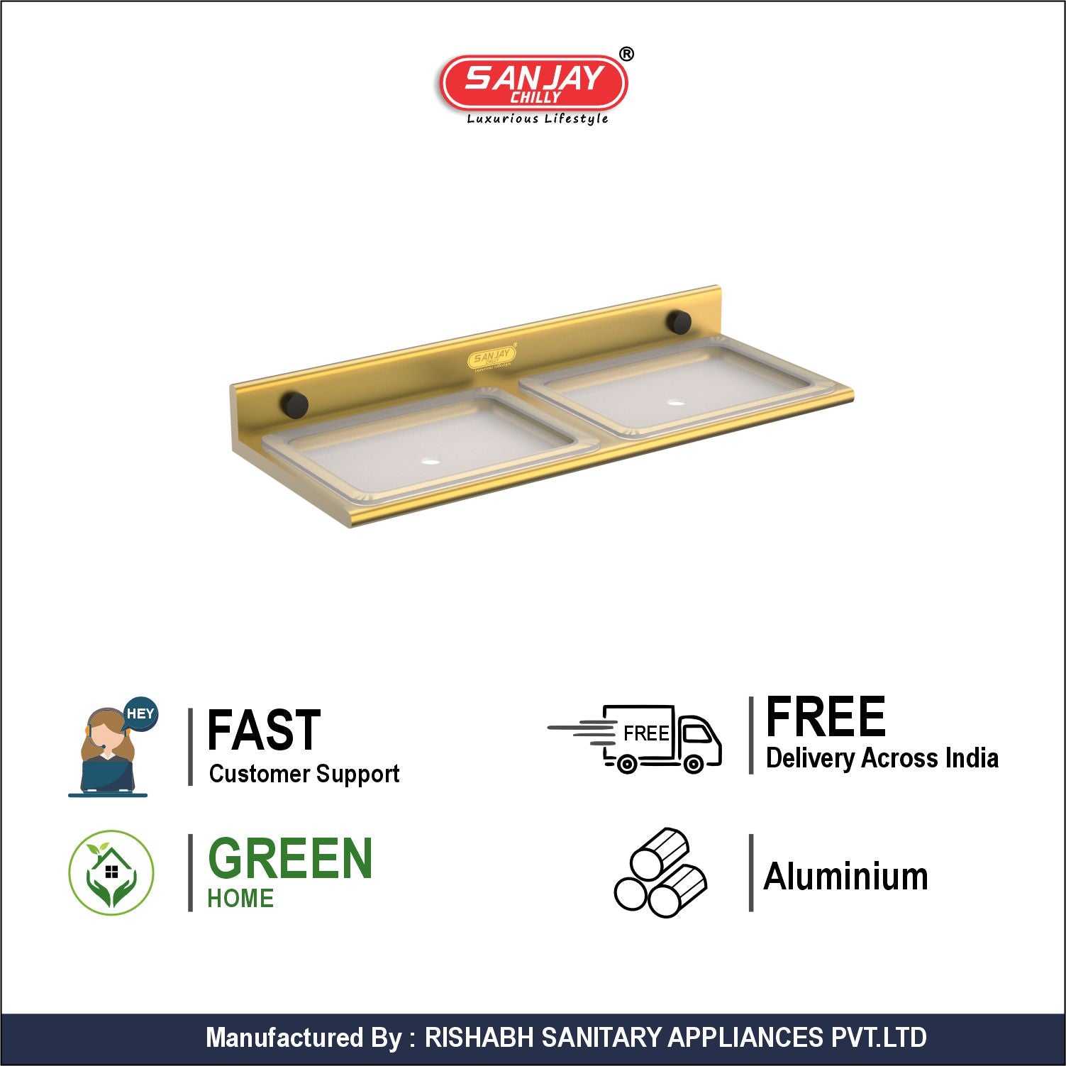 Dual Soap Dish French Gold