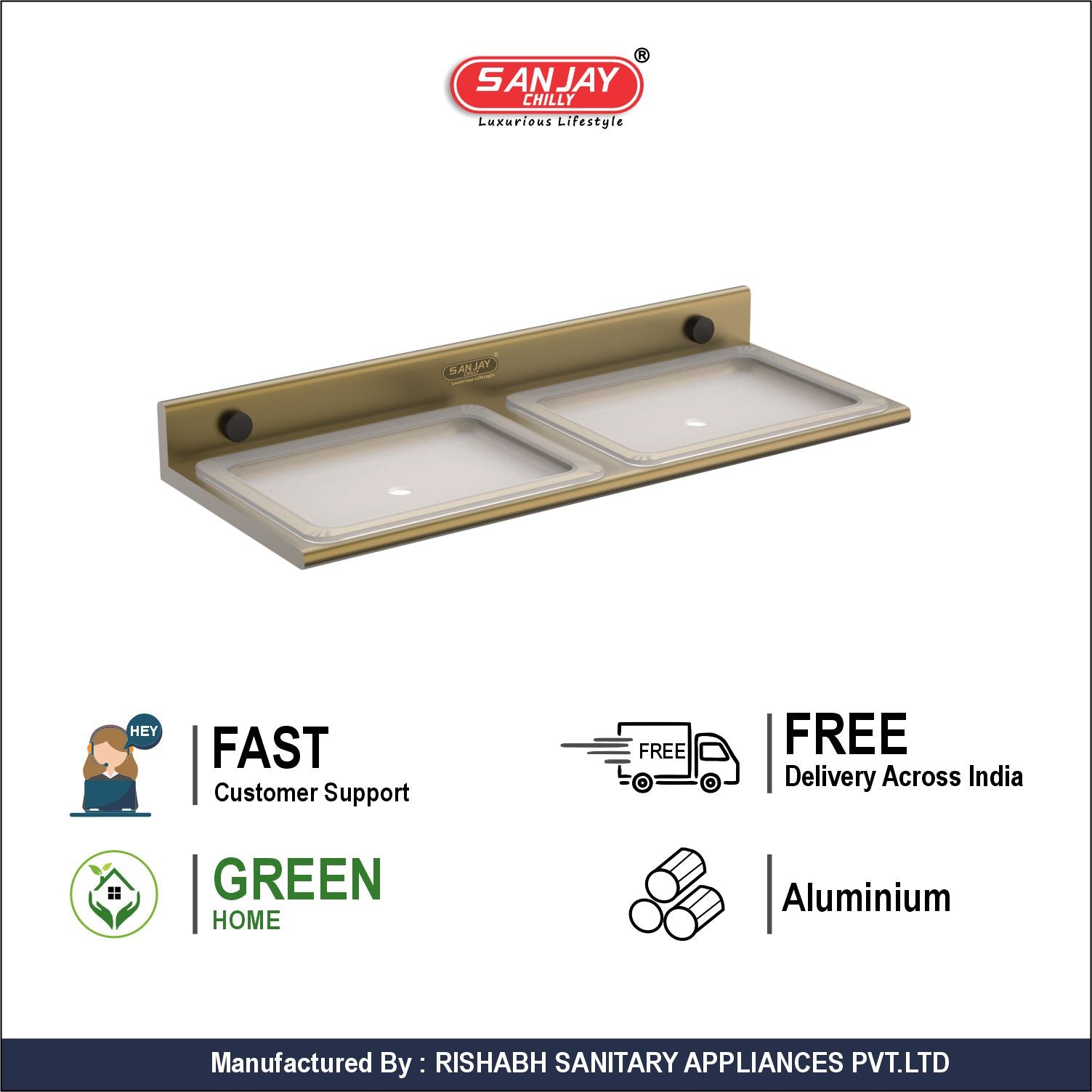 Dual Soap Dish Brushed Bronze