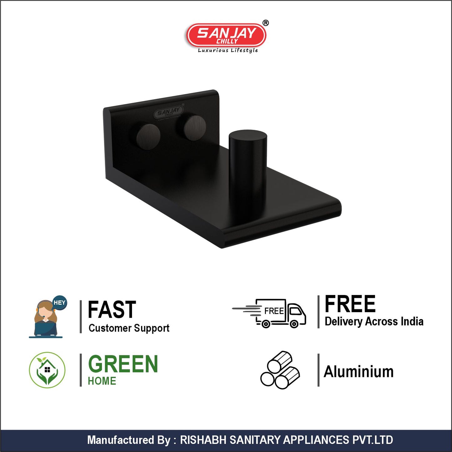 Robe Hook Ultra Black