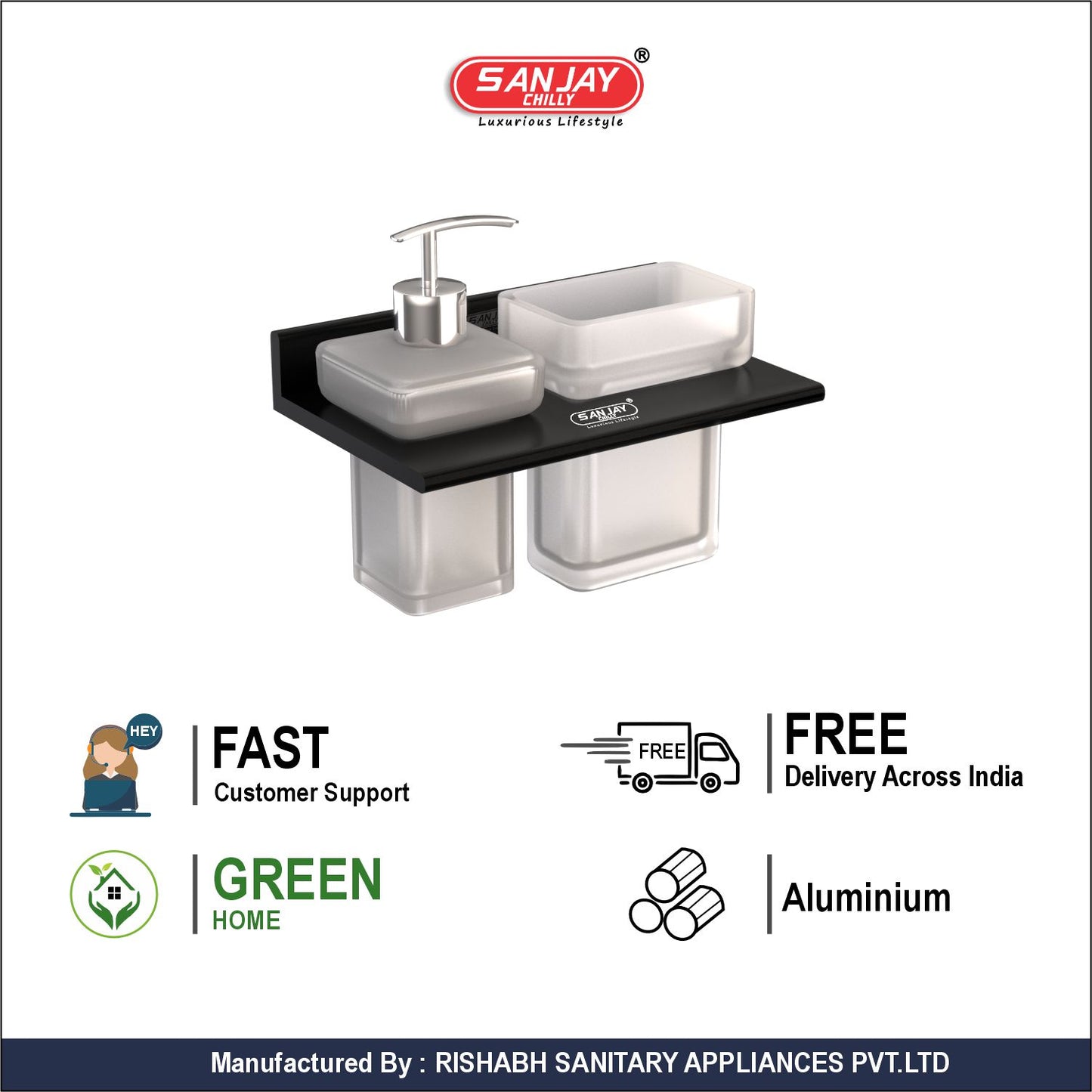 Soap Dispenser & Tumbler Holder Dual Ultra Black