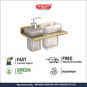Soap Dispenser & Tumbler Holder Dual French Gold