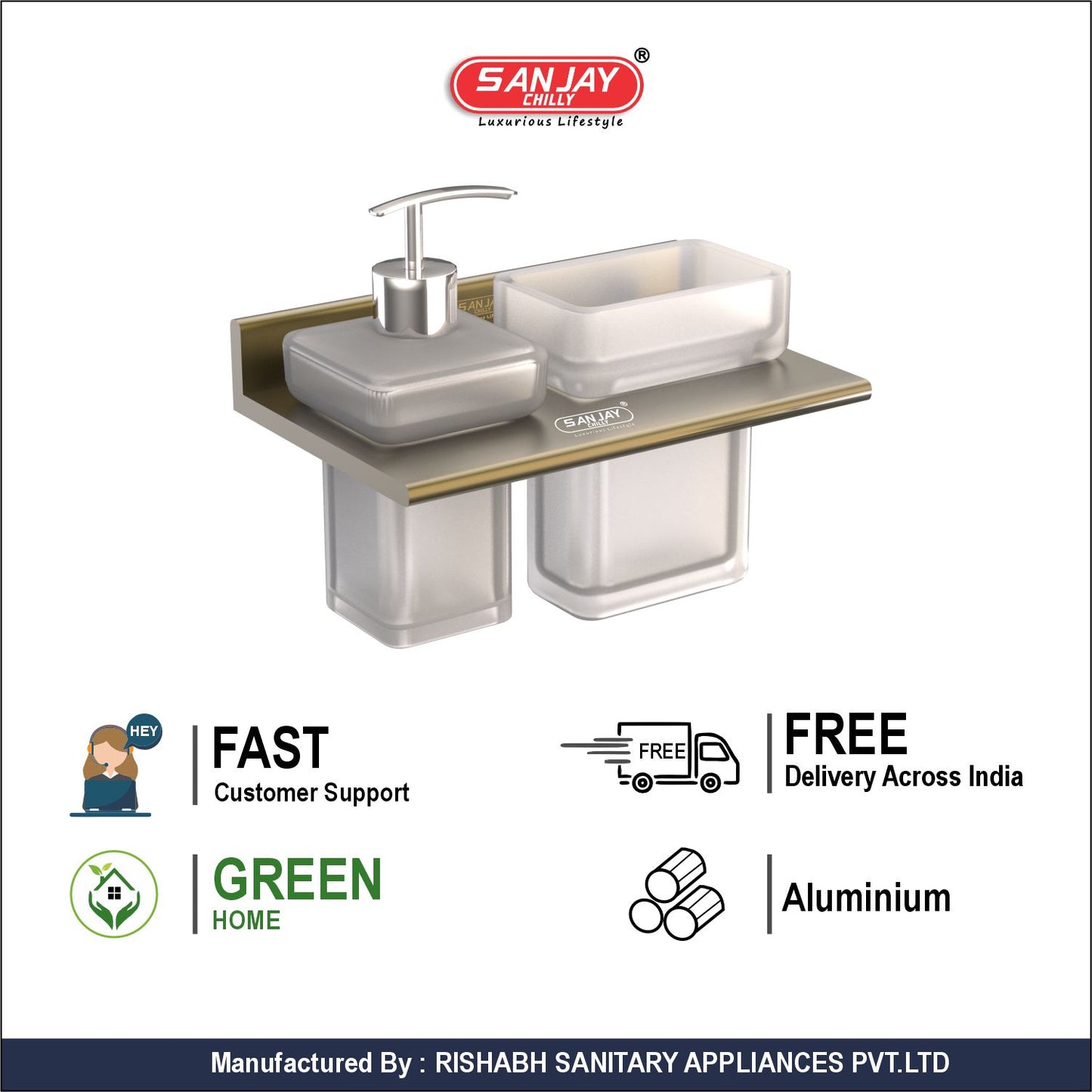 Soap Dispenser & Tumbler Holder Dual Brushed Bronze