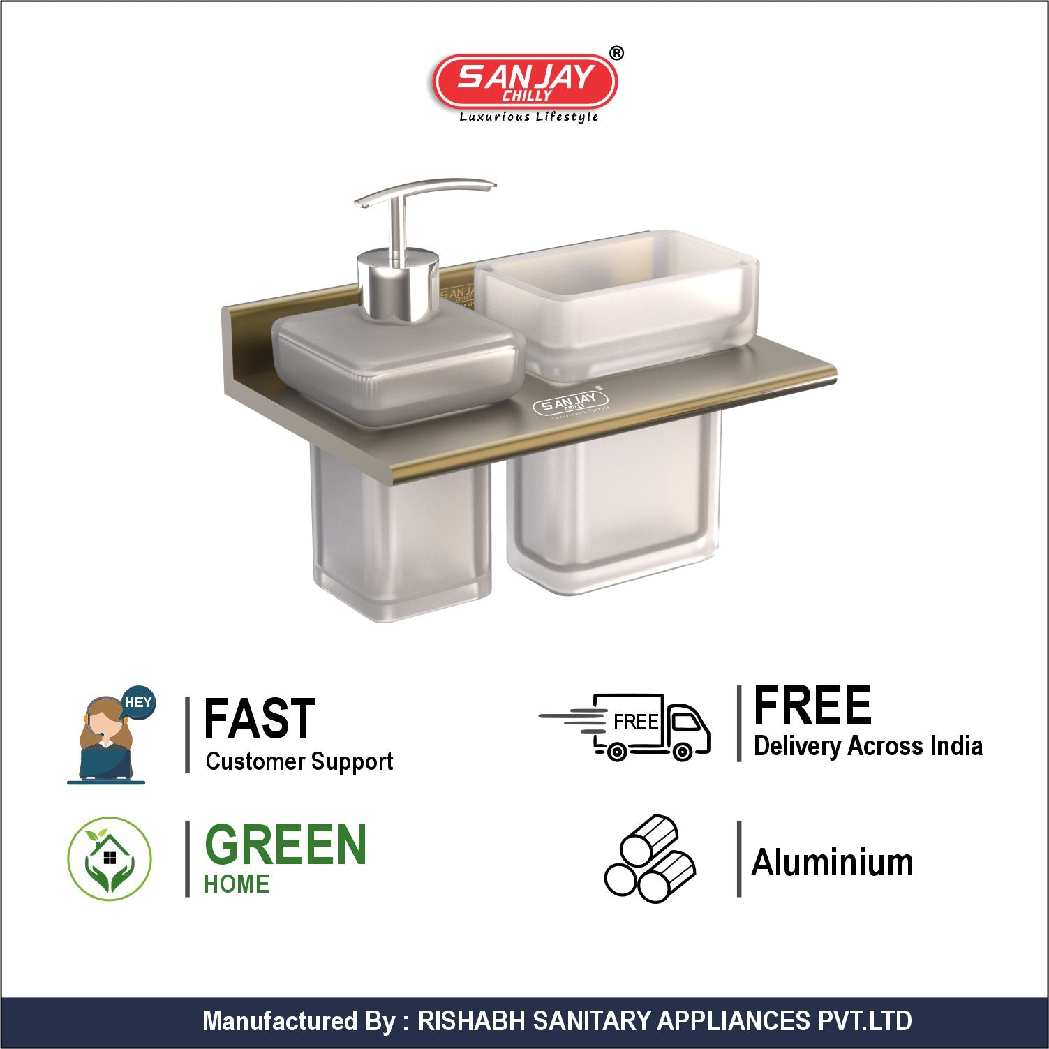 Soap Dispenser & Tumbler Holder Dual Brushed Bronze